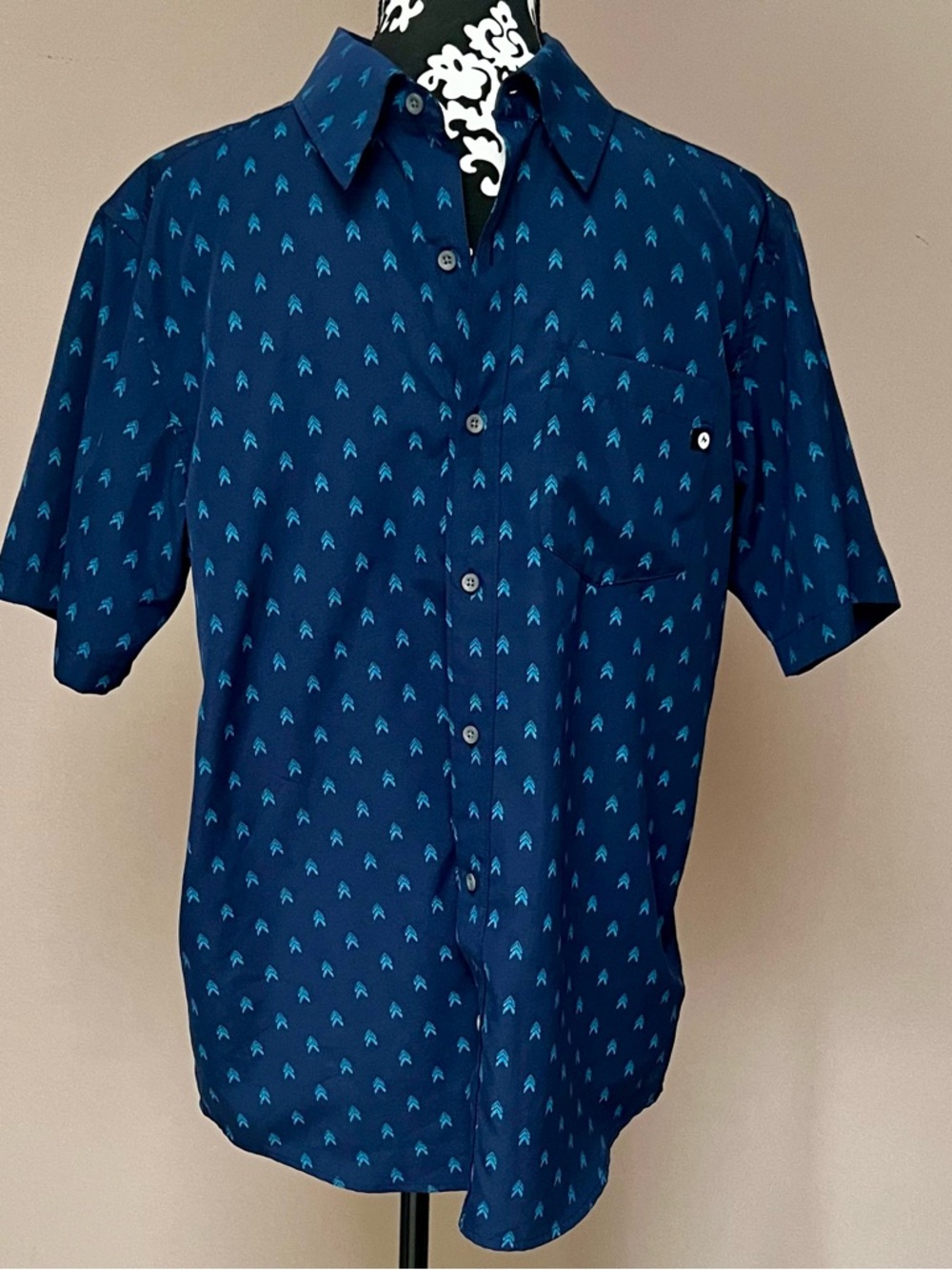 MARMOT Men’s Lykken Artic Navy Arrow Performance Hiking Shirt